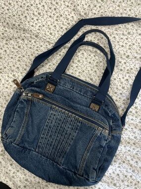 Blue Denim Crossbody Tote Bag for Women